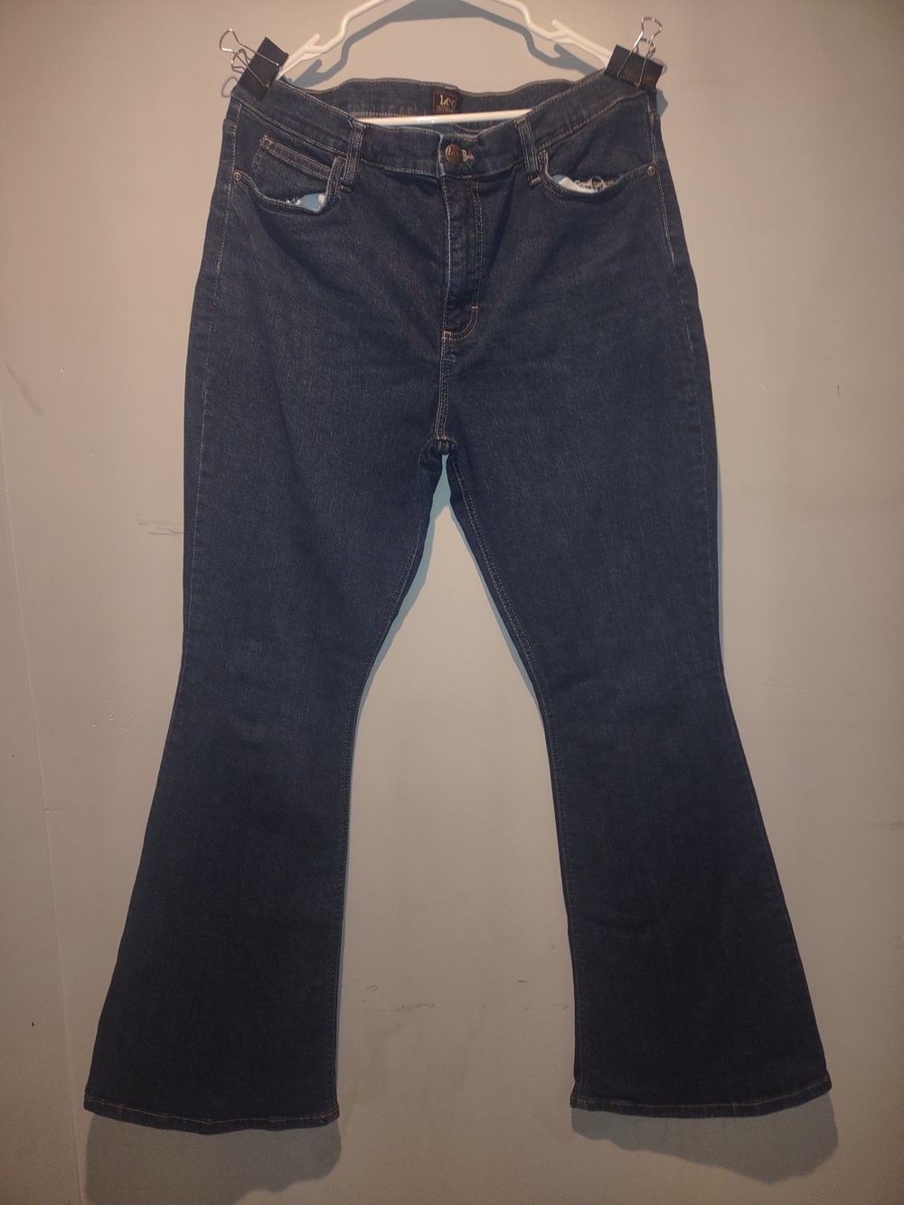 Lee Dark Blue Flare Jeans - Women's Wide Leg
